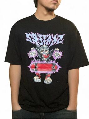 ROMWE Men's Skaterz Skeleton Graphic Black‎ T-Shirt